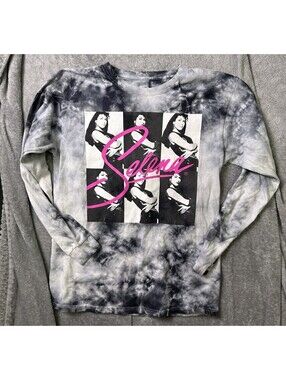 Selena Quintanilla Long Sleeve T Shirt Womens M Tie Dye Black Pink Graphic